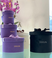 Boîtes Cylindriques Rondes de Luxe en Velours Doux et Daim Beige Gris pour Fleurs, Boîtes à Chapeau en Carton pour Roses avec Logo Personnalisé