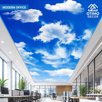 Papier peint mural 3D personnalisé pour plafond, ciel bleu, nuages blancs, toile huilée, pour hall d'hôtel, bureau, décoration commerciale