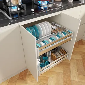 Organisateur de cuisine armoires de cuisine panier coulissant accessoires de cuisine tiroir panier toboggan acier inoxydable 70CM 80CM 90CM armoire