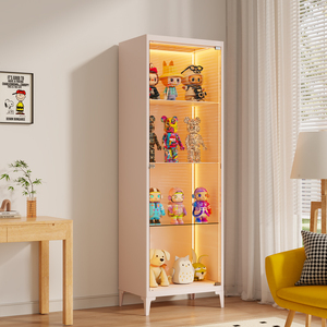 Vitrina de 4 Niveles con Puerta de Vidrio e Iluminación para Sala de Estar - Product Image 3