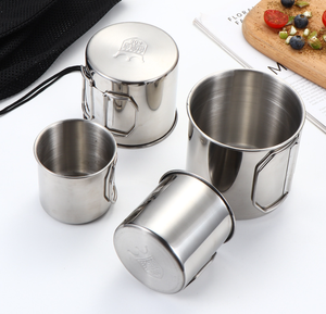 DF304 250ml 350ml 500ml 750ml Tasses à eau pliantes d'extérieur en acier inoxydable SUS 304 - Product Image 4