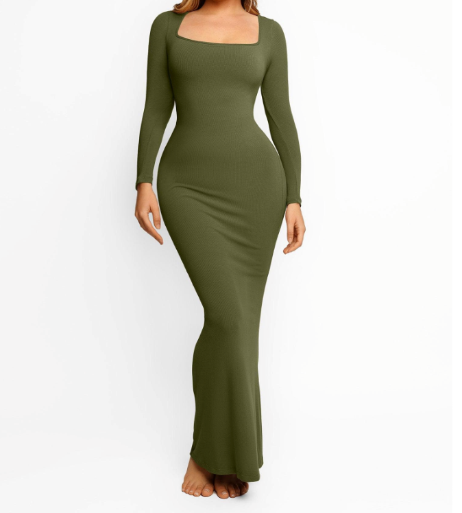 Shapewear Midi Dress Women Tummy Control