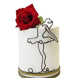 Neue schwarze Acryl einfache Linie Kuchen Topper Ballett Mädchen Kuchen Dekorationen alles Gute zum Geburtstag Kuchen Topper - Product Image 1