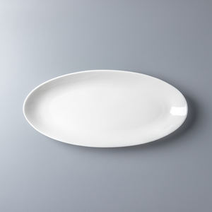 CHAODA Grandes Assiettes Ovales en Céramique Plats en Porcelaine Blanche Assiette à Steak Buffet <span class=keywords><strong>Barbecue</strong></span> Rôti de Viande - Product Image 2