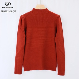 OEM ODM Design personalizzato maglia di base Pullover maglione da <span class=keywords><strong>donna</strong></span> Casual Top lavorato a maglia mezza costola dolcevita stagione invernale Logo anteriore - Product Image 3