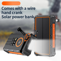 Haute 30000mAh Banque d'énergie solaire Station d'alimentation étanche Charge rapide Câbles intégrés pour téléphones portables Chargeur solaire Powerbank