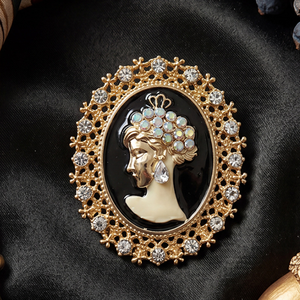 <span class=keywords><strong>Broche</strong></span> <span class=keywords><strong>Camée</strong></span> Victorienne Vintage pour Femme, Plaqué <span class=keywords><strong>Or</strong></span> et Argent Antique, Ornée de Cristaux et Strass, <span class=keywords><strong>Broche</strong></span> Portrait de Dame, Bijou Cadeau - Product Image 3