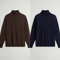 Sweatshirts pour hommes en tricot côtelé, col roulé, poignets et ourlet, doux et délicats pour la peau