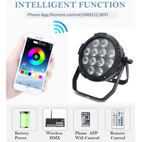 Projecteur LED sans fil 12x18W IP65 étanche à batterie, DMX, pour extérieur, avec étui de chargement et contrôle par application RGBWAUV
