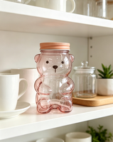 Gobelet en verre réutilisable en forme d'ours en peluche au design classique, sans BPA, avec paille, anti-fuite, résistant à la chaleur, compatible lave-vaisselle, pour boissons froides