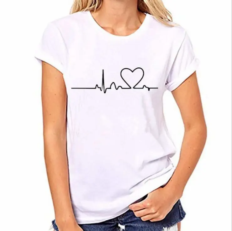 T-shirt personnalisé de gym à la mode col en O graphique impression unie 100% coton pour femmes LOGO décontracté court pour adultes tricoté vente en gros