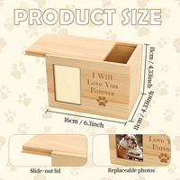 Urne funéraire en bois pour animaux de compagnie avec porte-photo, cercueil en bois pour animaux, couvercle coulissant, boîte à souvenirs pour animaux, urne funéraire en bois pour animaux