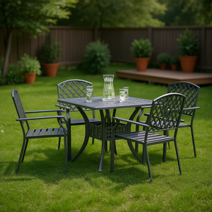 Set da Giardino in Acciaio Antracite a 4 Pezzi, Elegante Arredamento da Esterno Resistente alle Intemperie con Tavolo e Sedie - Product Image 2