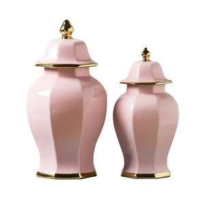 Jarrón de Cerámica Hexagonal Rosa de Estilo Clásico Europeo, Directo de Fábrica, Cerámica de Jingdezhen, Jarrón General, Art <span class=keywords><strong>Deco</strong></span> Moderno - Product Image 4
