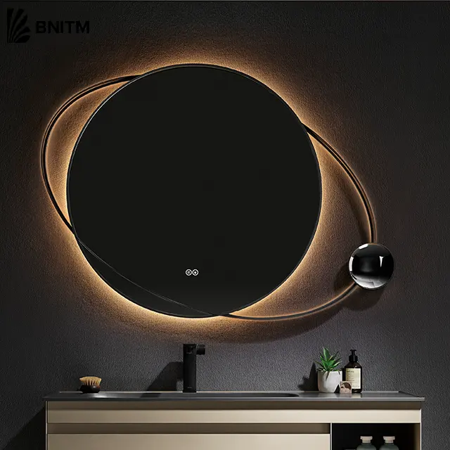 BNITM Factory Luxury Home Decoration Beauty Wall Hanging specchio rotondo illuminato illuminato con luci a LED