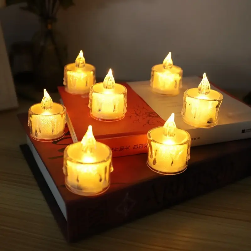 Candele elettriche piccole di san valentino con cuore rotondo a LED senza fiamma galleggiante a batteria bianco colorato Tealight giallo sfarfallio
