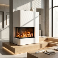 Cheminée Linéaire Moderne en Acier à Ventilation Directe avec Effet de Flamme LED, Chauffage Électrique Mural de 40 à 100 Pouces pour Hôtels/Villas