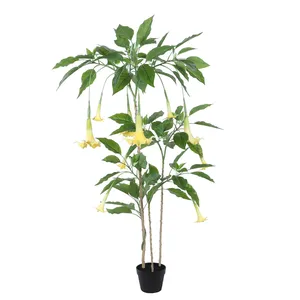 Vendita calda albero fiore artificiale giallo decorazione di nozze simulazione di glicine fiore fiore albero fiore fiore fiore al coperto fiore albero