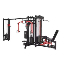 Máquina de Gimnasio Multifuncional de Acero de 5 Estaciones para Entrenamiento de Fuerza - Características de Seguridad para Ejercicios de Piernas, Brazos, Musculación y Pecho