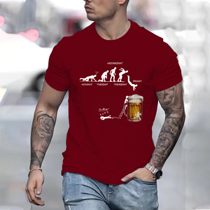 Camiseta informal de manga corta con cuello redondo para hombre, tela de punto de 180 gramos, taza de cerveza de miércoles, letra Gráfica Impresa para fiestas de barbacoas - Product Image 2
