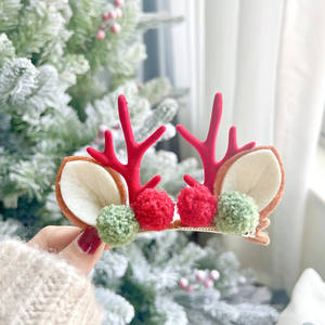 Noël Renne Antler Pinces À Cheveux Ensemble Mignon En Peluche Antler Oreille Conceptions avec Pom-Pom Accents Accessoires De Cheveux pour Femmes Enfants - Product Image 5