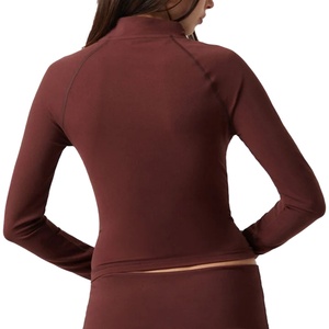 Manufacturer Custom logo Price Low <b>Yoga</b> <b>Jacket</b> Long Sleeve Zipper Plus Size Fitness Comfortable Coat for Women - Product Image 3