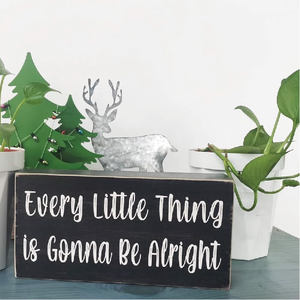 Tutto andrà bene, piccino, piccino, piccino, scritta in legno per scatola, decorazione nera da parete, scrivania, mensola, tavolo, stile rustico, per la casa - Product Image 6