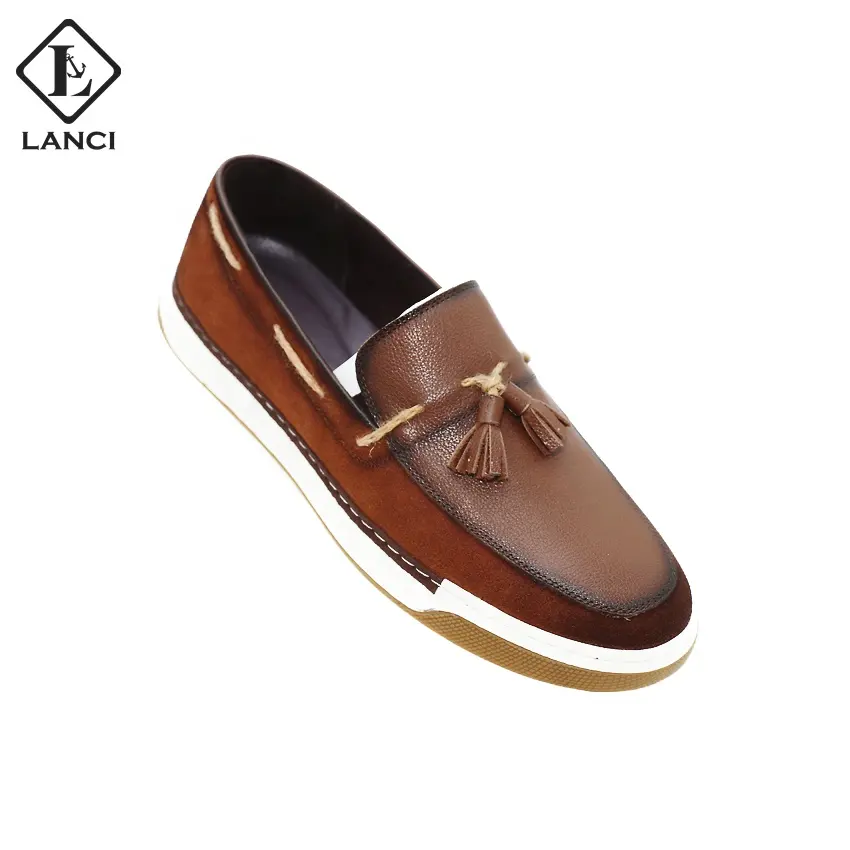 LANCI Casual Leather Loafer Shoe Soft And Comfortable Loafers Leather Shoes Mens Suede Leather Boat Shoes For Men