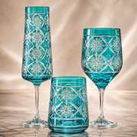 Service de verrerie en cristal soufflé à la main, motif taillé de luxe, pour flûtes à vin et verres à eau, compatible lave-vaisselle, style zen asiatique