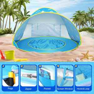 Abri de plage portable Ocean Pop-up UPF50+ avec protection UV pour bébé, tente de plage pour nourrisson - Product Image 4