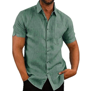 Camicia da uomo con stampa Vintage in cotone e lino Casual a maniche corte/abito da uomo Polo flanella di <span class=keywords><strong>lana</strong></span> vacanze estive t-Shirt all'ingrosso - Product Image 1