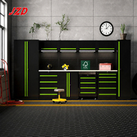 Ensemble d'armoires de garage de course JZD Deluxe, établi d'atelier modulaire en acier, armoire à outils roulante détachable vert citron, OEM CE