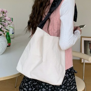 <b>Canvas</b> Shoulder <b>Bag</b> Off White <b>Large</b> Capacity Bow Design Everyday Use Spring 2024 - Product Image 2