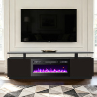 Chimenea Eléctrica de Leña Artificial para Interiores, con Soporte para TV, para Sala de Estar, Color Blanco