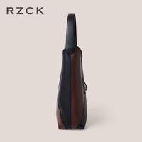 Sac fourre-tout RZCK en cuir véritable et daim, blocs de couleur, luxe, avec fermoir métallique en forme de croissant, grande capacité, à bandoulière unique, pour femme, idéal pour les trajets quotidiens