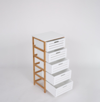 Armoires de rangement pour salle de bain en bambou blanc sur pied 5 tiroirs organisateur de placard d'angle chambre salon cuisine Application