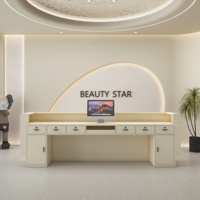 Bureau d'accueil en cuir Arc pour salon de beauté, usage commercial, design minimaliste moderne, multifonctionnel