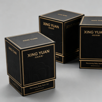 Collection de boîtes rigides de luxe personnalisées en deux parties, noir mat avec estampage à chaud en feuille d'or et gaufrage pour coffret cadeau haut de gamme