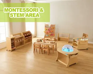 Child Plastic Childcare Center Set Usado Kid Wood School Montessori Berçário Pré-escolar Creche Suprimentos Jardim de Infância Móveis