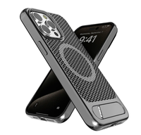 Étui de téléphone de luxe à dissipation thermique avec charge magnétique sans fil et support métallique pour iPhone 16 15 Pro Max Plus 16E XR