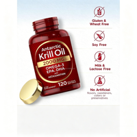 Huile de Krill de l'Antarctique Marque Blanche 2000mg Oméga 3 Gélules Molles Phospholipides EPA DHA Astaxanthine Soutien Cœur Cerveau Adulte Non-OGM