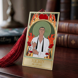 Segnalibro in Metallo Personalizzato Stile Tarocchi, Placcato Oro in Lega di Zinco Smaltato, Segnalibri Artistici con Nappa per Lettori e <span class=keywords><strong>Club</strong></span> <span class=keywords><strong>del</strong></span> Lettura - Product Image 3