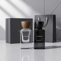 En stock, nouvelle arrivée, flacon de parfum vide noir de 30 ml et 50 ml avec fond épais, flacon en verre givré de haute qualité, boîte personnalisée