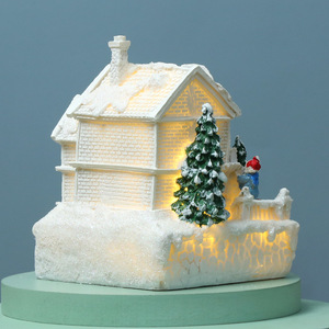 مخصص عيد الميلاد راتنج أبيض صغير عيد الميلاد راتنج قرية بيضاء أضواء led منزل طاولة ديكور هدية تذكارية منزل تزيين - Product Image 4