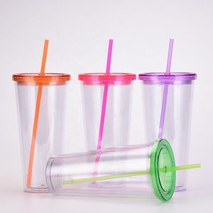 Gobelet en plastique à double paroi réutilisable de 24 OZ, gobelets à boissons transparents, tasse de voyage isolée avec paille et couvercle, fabriqué au Vietnam - Product Image 3