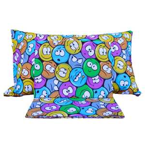 Ensemble de draps Emoticon 100% coton italien, taille King, taies d'oreiller incluses - Product Image 1