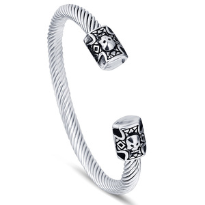 <b>Men's</b> Tibetan Silver Skull Wire Bracelet 6mm Cuff <b>Bangle</b> Jewelry <b>For</b> <b>Men</b> - Product Image 1