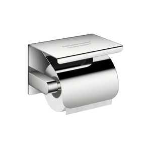 Porte-papier toilette mural moderne en acier inoxydable poli, distributeur de papier toilette rectangulaire pour salle de bain, design minimaliste - Product Image 1