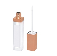 Tube Lip Gloss Plastik Hitam Persegi dengan Tutup Sekrup, Sablon Layar LED, Kapasitas 5ml dan Cermin