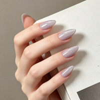 Faux Ongles Réutilisables de Luxe Faits Main en ABS, Style Français Tendance, Forme Amande, Couverture Complète, 12 Pièces